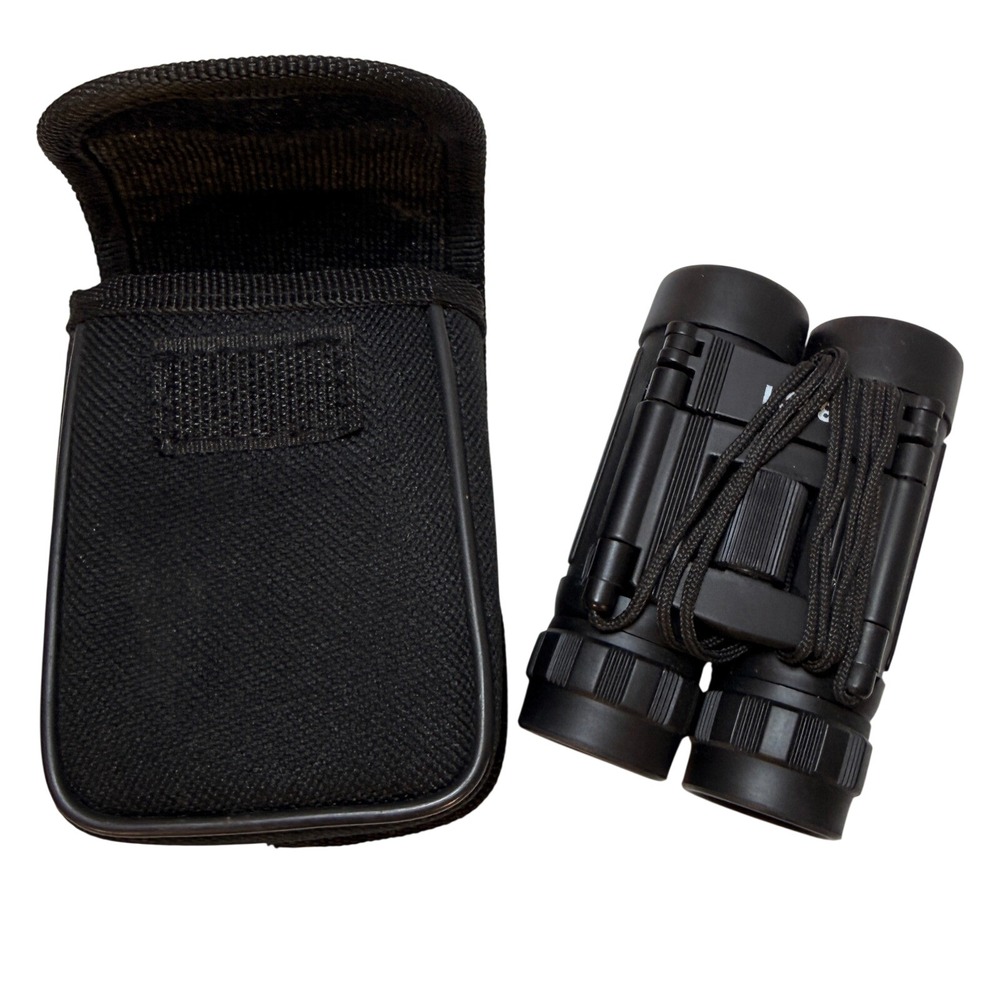 Compact 8x21 Folding Binoculars Black‎ with Nylon Carrying Case and Neck Strap